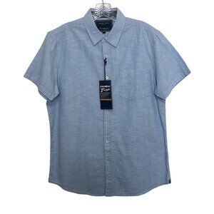 Nickel & Iron Chambray Short Sleeve Button-Up Shirt Mens Medium Light Blue New